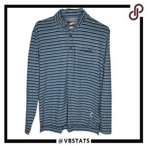 Johnnie-o‎ Long Sleeve Blue-Gray-White Striped Button Down Surf Shirt Medium